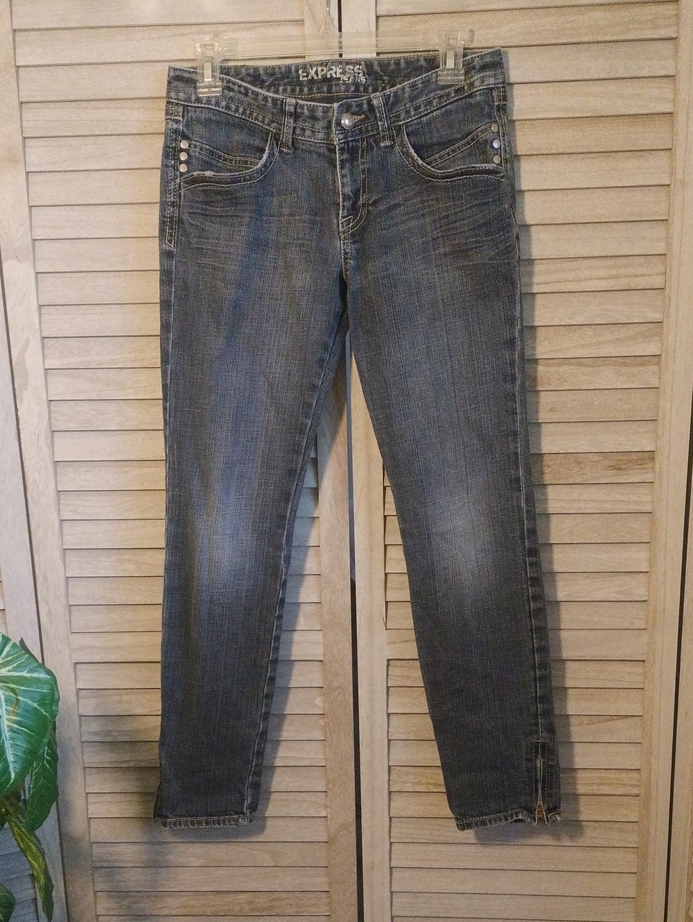 ⚜️ Express Women's  Zip Ankle Jeans - Dark Blue Wash - Size 4